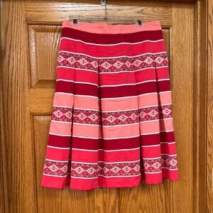 Eva Mendes Red and Pink A-Line Pleated Skirt